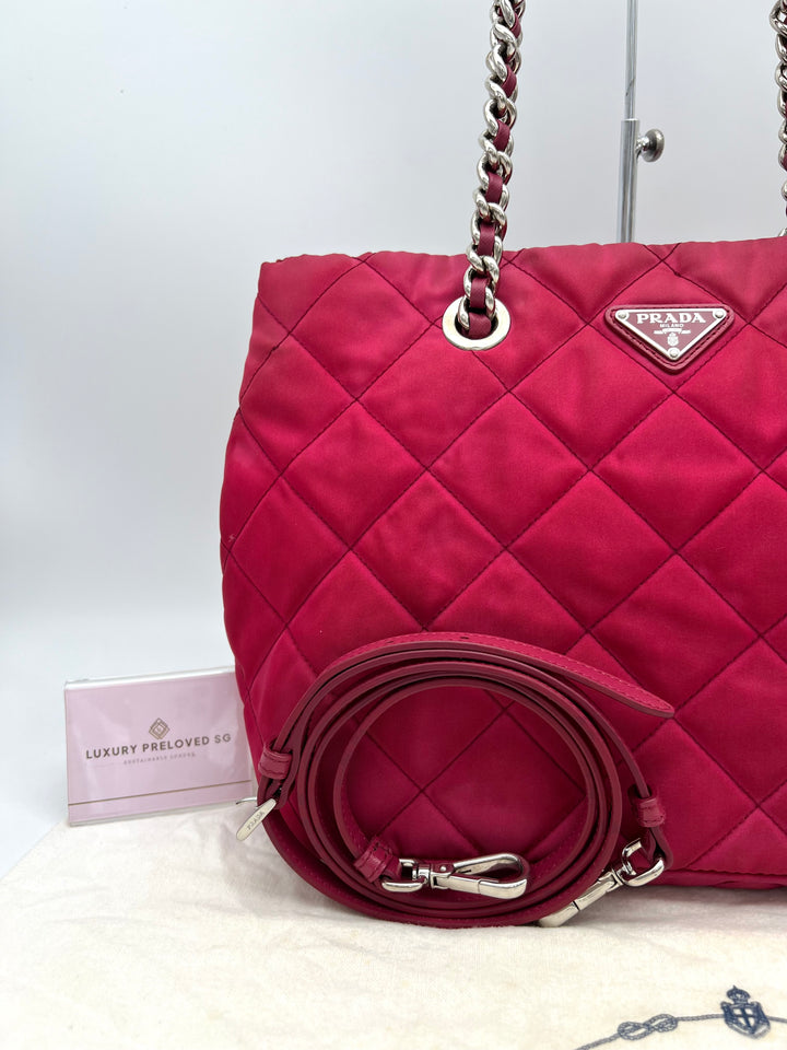 PRADA QUILTED TESSUTO CHAIN SHOULDER BAG