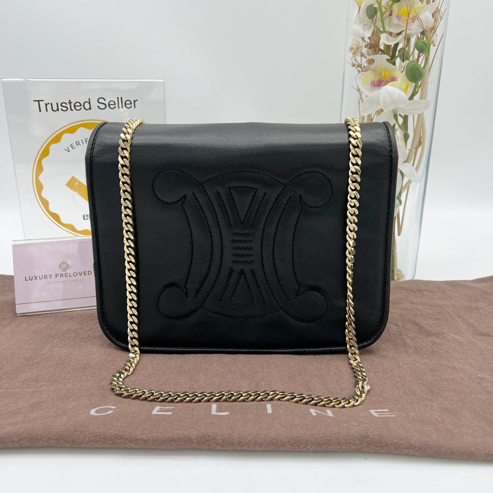 CELINE VINTAGE TRIOMPHE LEATHER GHW CHAIN BAG