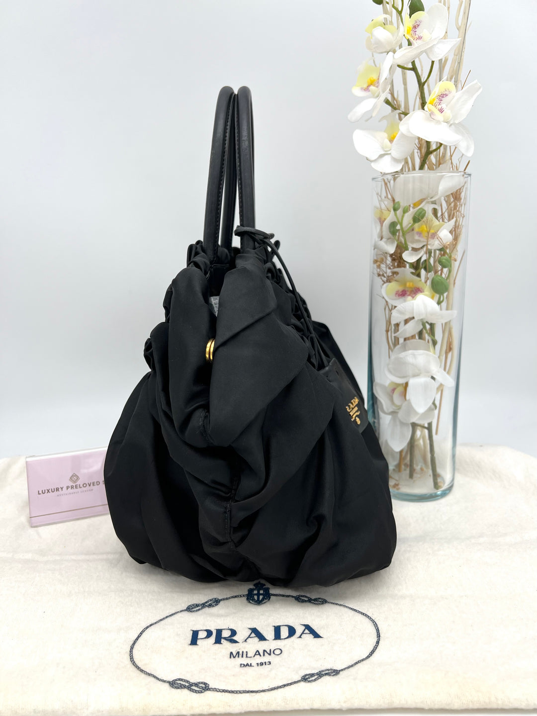 PRADA NYLON PLEATED HANDLE NYLON