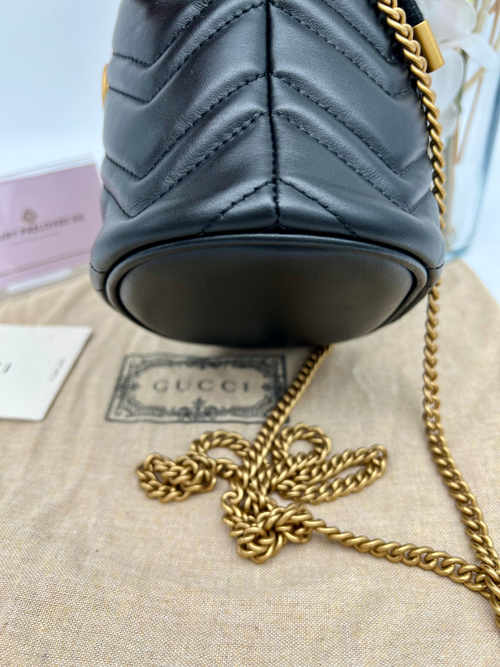 GUCCI MARMONT QUILTED GHW BUCKET BAG