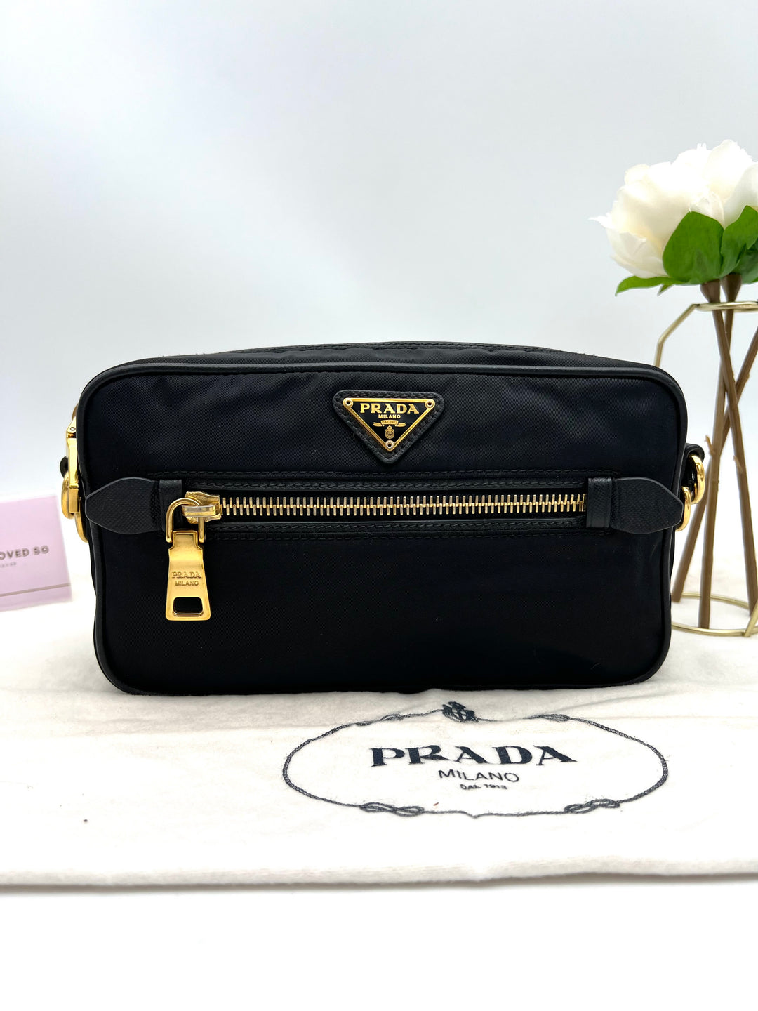 PRADA NYLON AND SAFFIANO CAMERA BAG