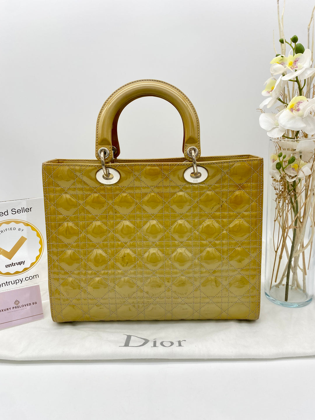 CHRISTIAN DIOR LADY DIOR LARGE PATENT