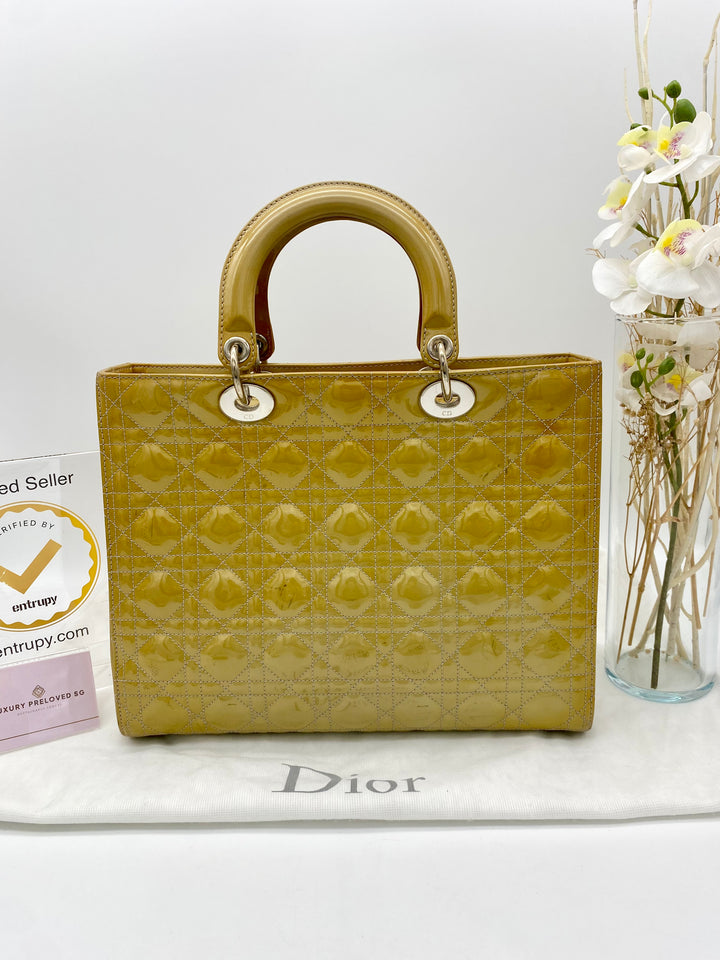 CHRISTIAN DIOR LADY DIOR LARGE PATENT