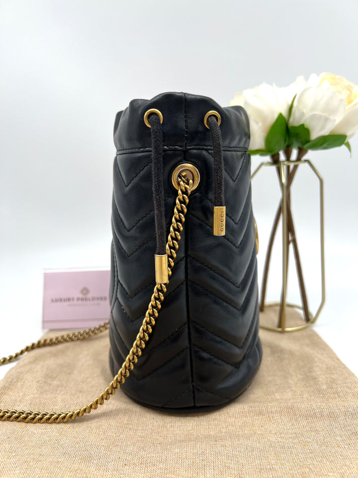 GUCCI MARMONT QUILTED GHW BUCKET BAG