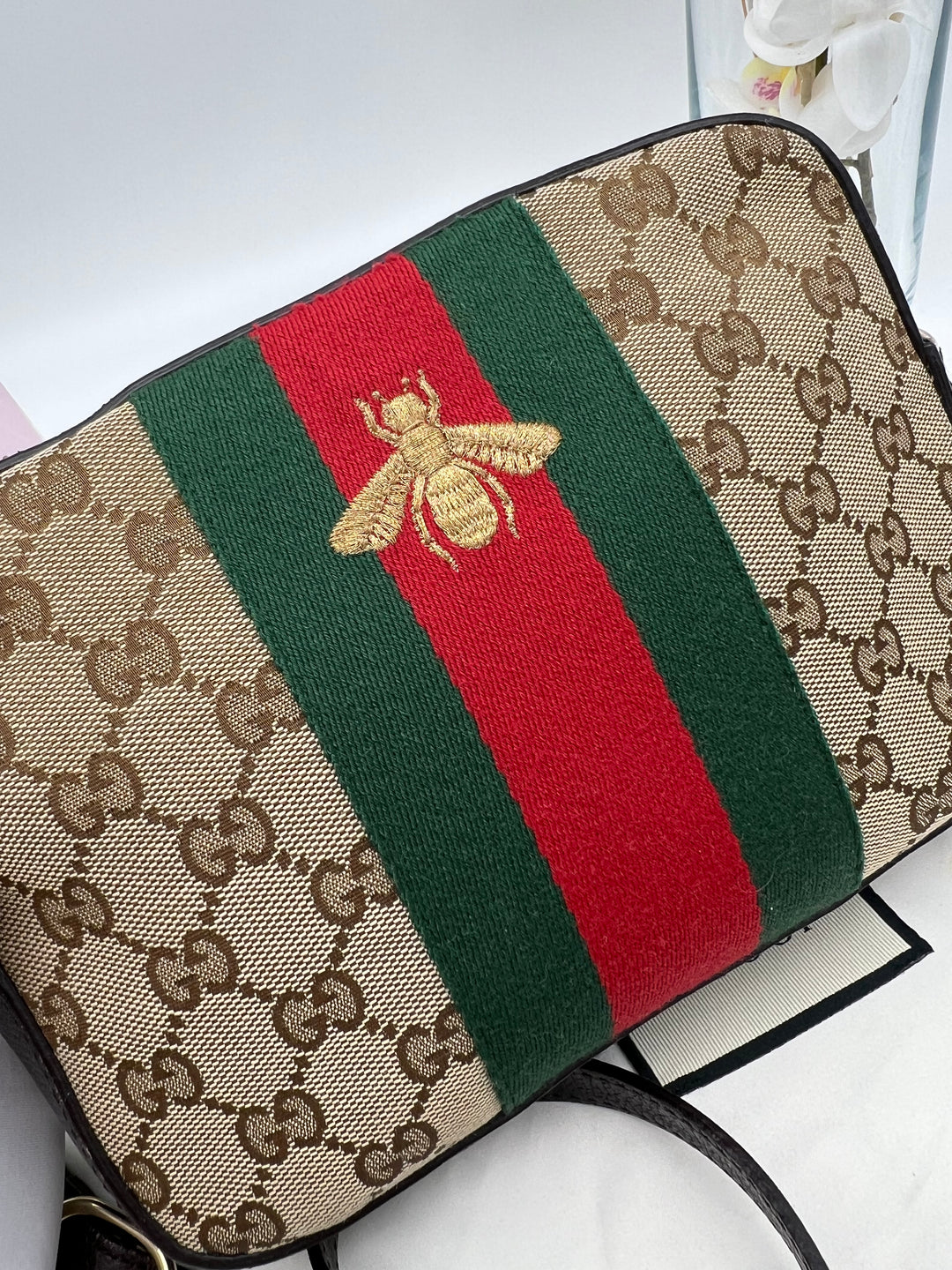 GUCCI OPHIDIA SUPREME CANVAS CAMERA BAG