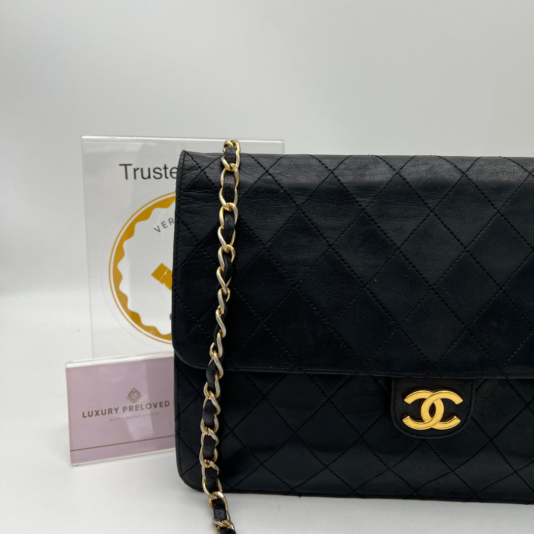 CHANEL BLACK MATALESSE PUSH LOCK CHAIN SHOULDER BAG