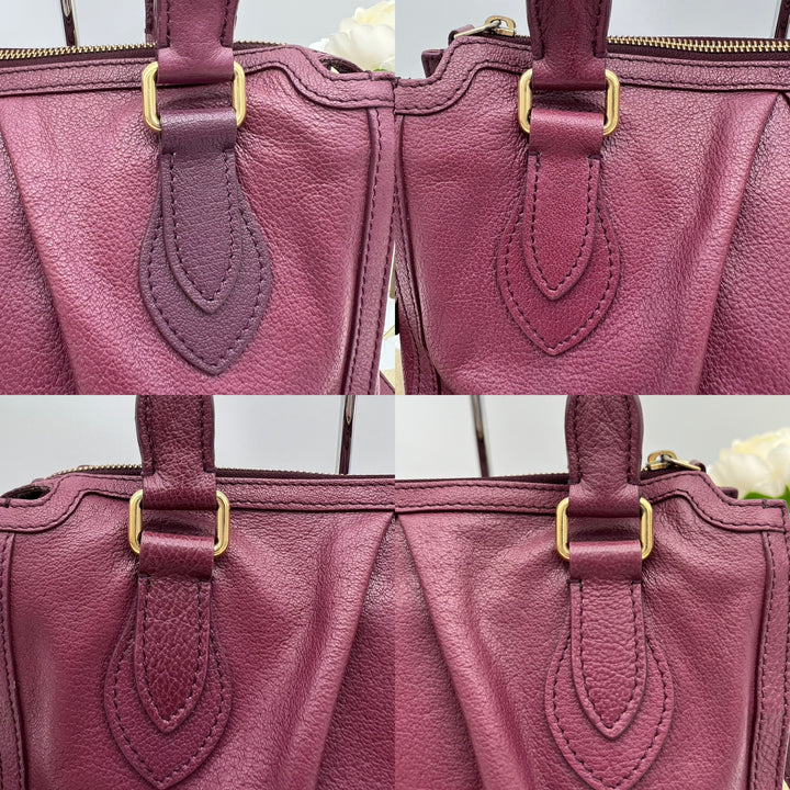 BURBERRY LONDON PURPLE GRAINED SMALL SHOULDER BAG