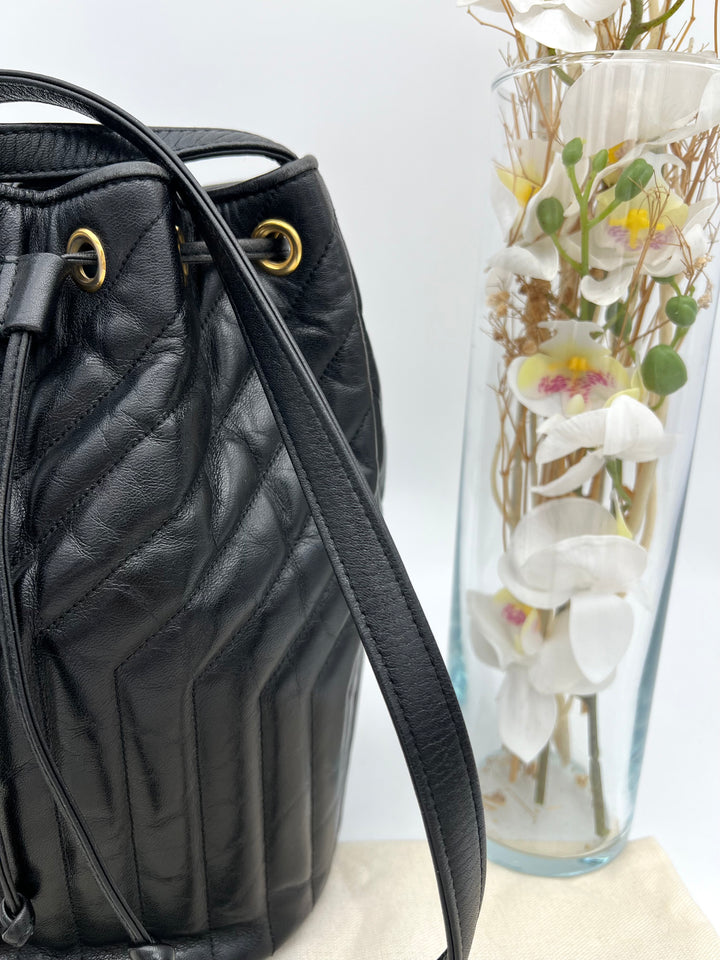 YVES SAINT QUILTED BUCKET SHOULDER BAG