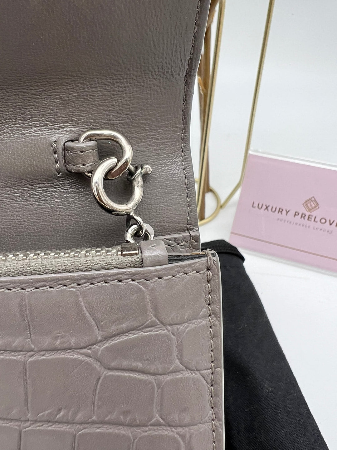 YVES SAINT LAURENT MONOGRAM KATE SMALL TASSEL EMBOSSED CROC BAG