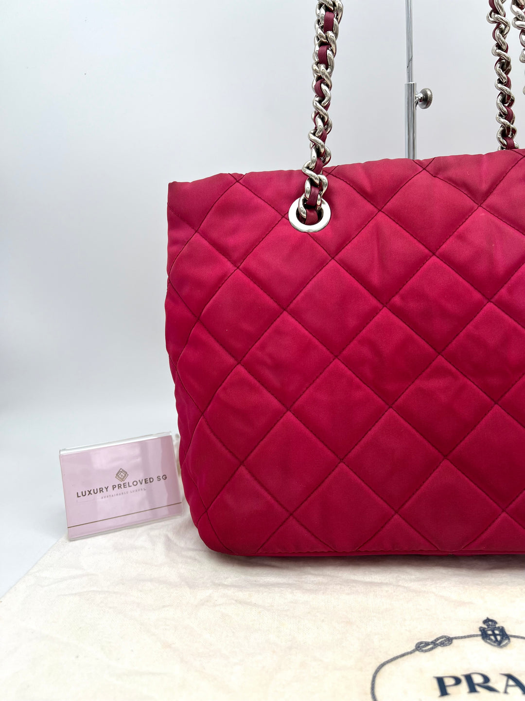 PRADA QUILTED TESSUTO CHAIN SHOULDER BAG