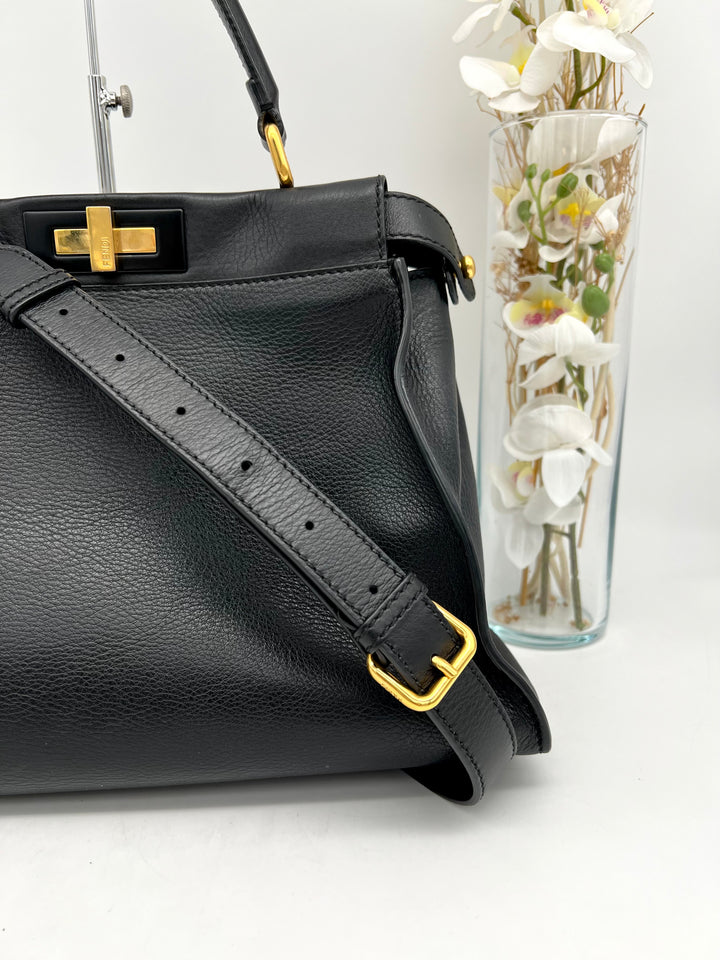 FENDI PEEKABOO SOFT LEATHER BLACK MEDIUM