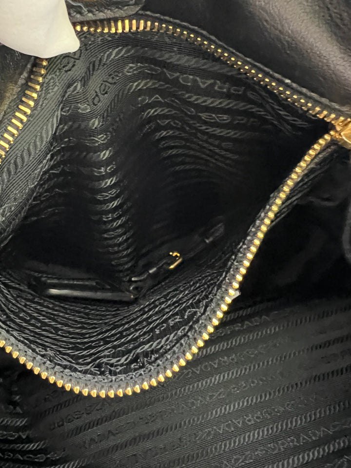 PRADA LEATHER GATHER NAPPA CHUNKY CHAIN SHOULDER BAG
