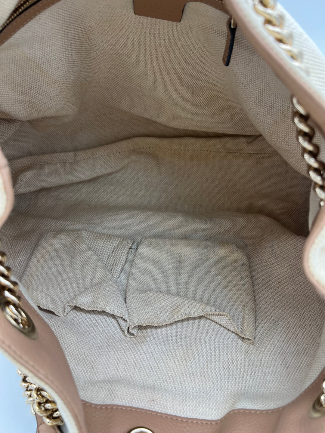 GUCCI SOHO HOBO CHAIN BAG CANVAS