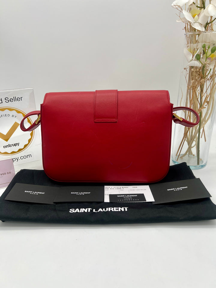 YVES SAINT LAURENT CALFSKIN CLASSIC Y SATCHEL RED