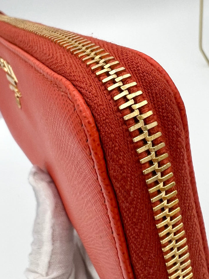PRADA WALLET ZIP LONG SAFFIANO LEATHER