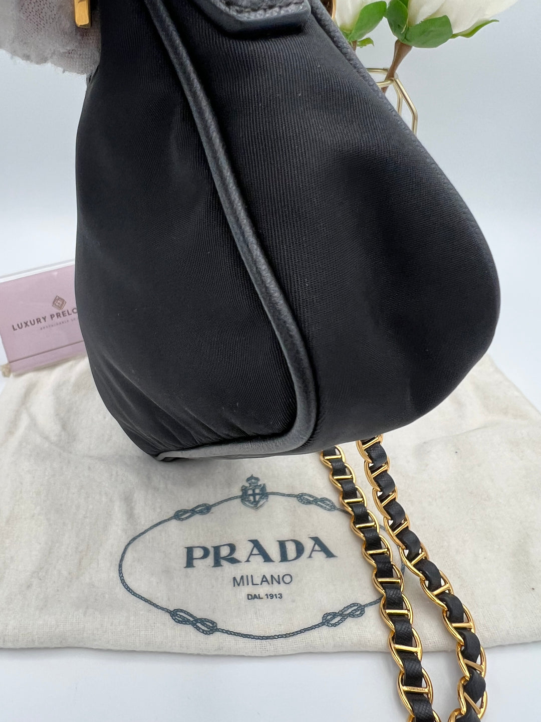 PRADA SAFFIANO NYLON CHAIN BAG