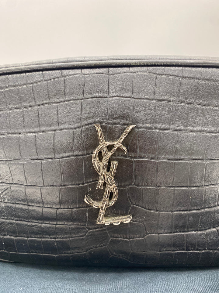 YVES SAINT LAURENT CALFSKIN CROC EMBOSSED CAMERA BAG