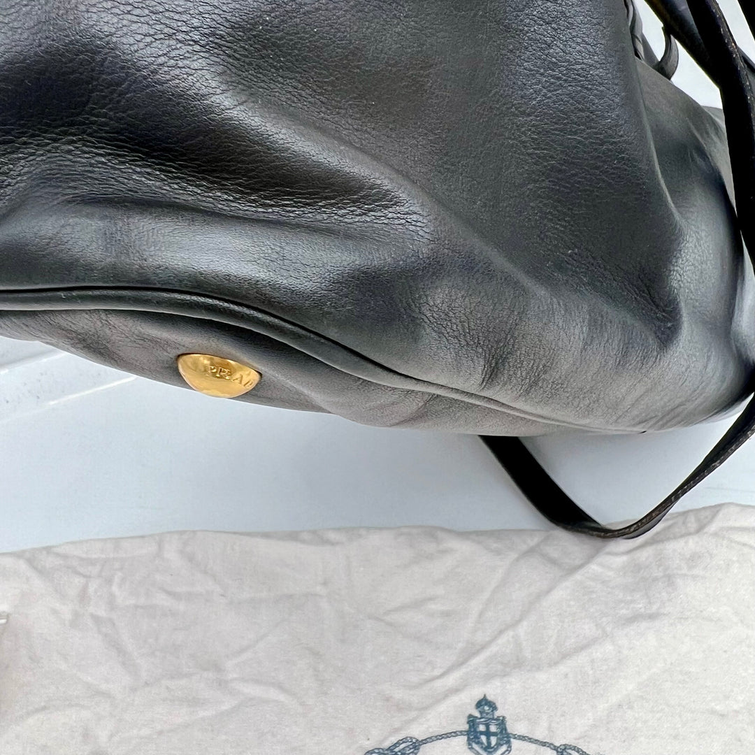 PRADA BLACK LEATHER 2 WAY BAG