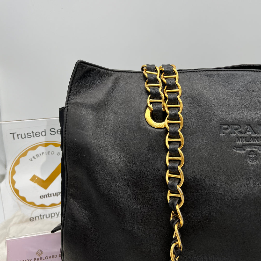 PRADA QUILTED LEATHER CHAIN BAG