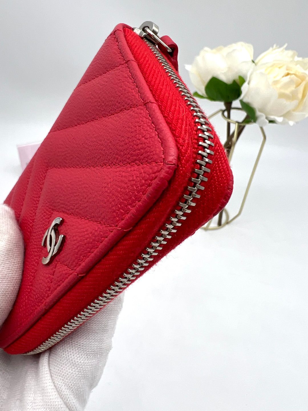 CHANEL CHEVRON ZIP COIN WALLET