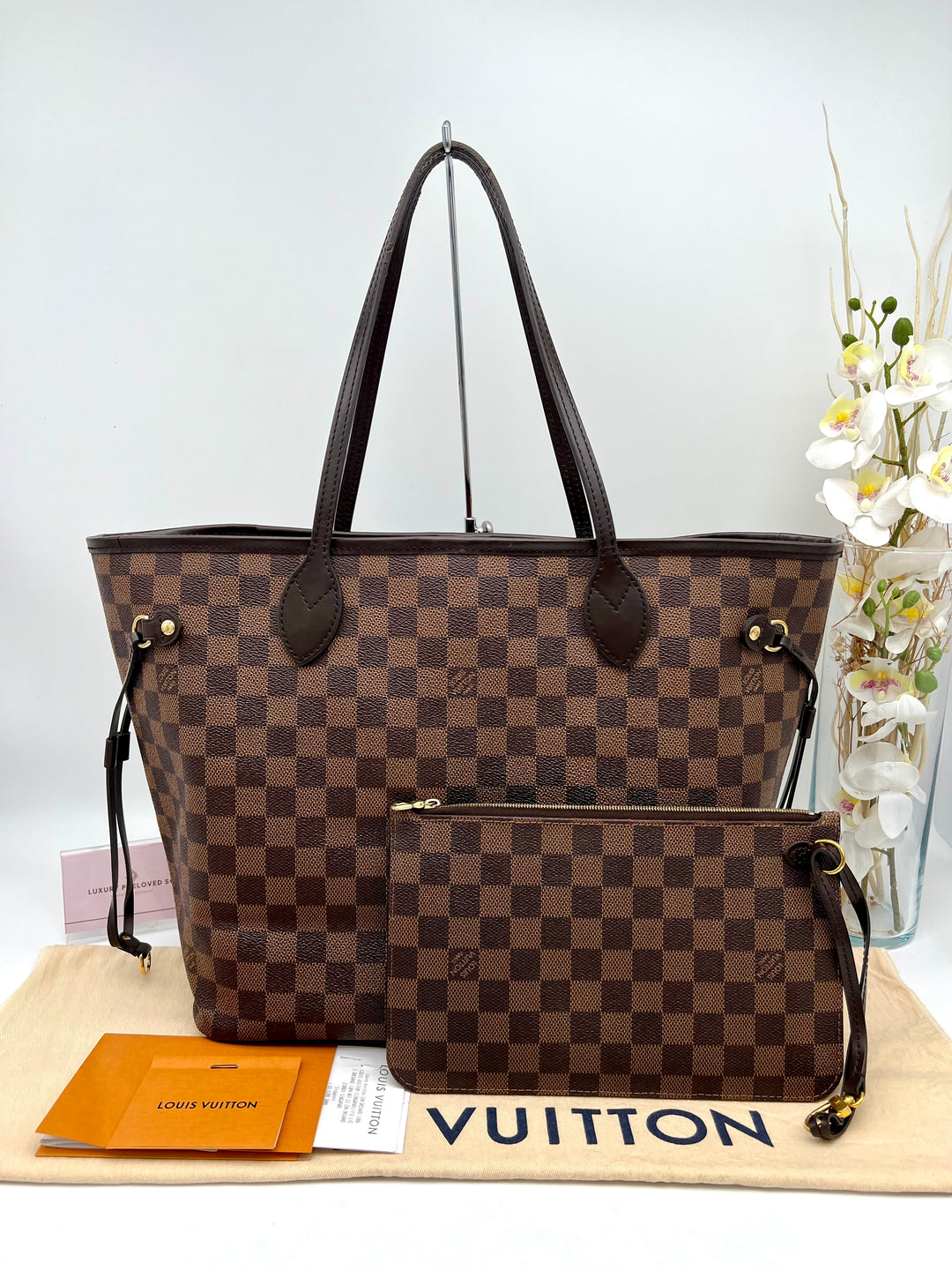 LOUIS VUITTON NEVERFULL MM DAMIER W/ POUCH (RFID)