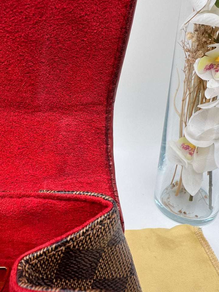 LOUIS VUITTON DAMIER EBENE CAISSA CLUTCH CHERRY