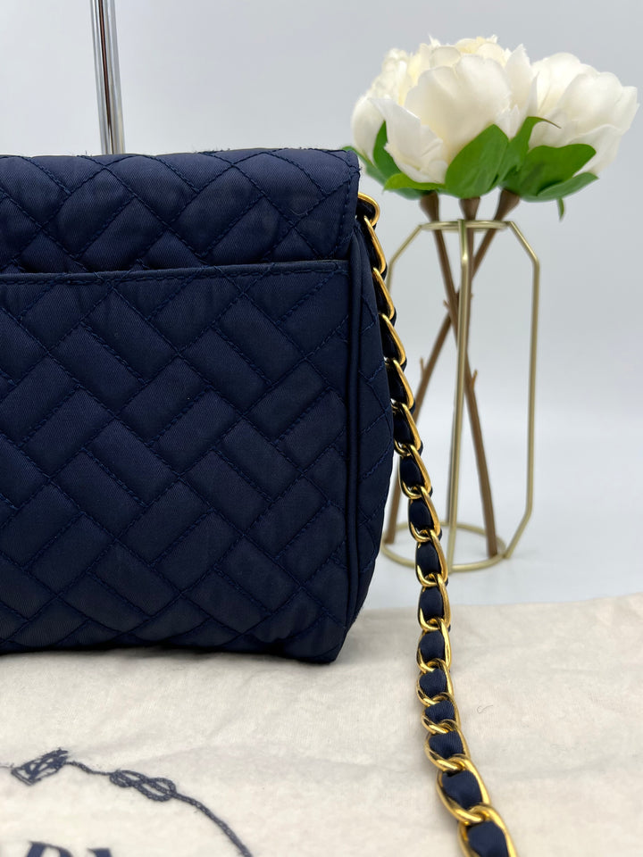 PRADA QUILTED CHAIN NYLON SHOULDER BAG