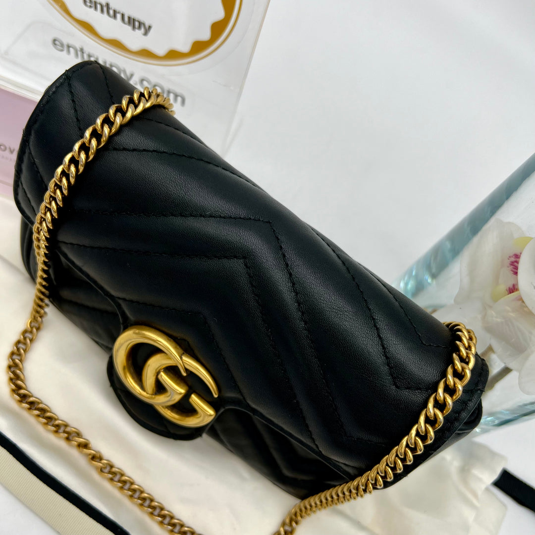 GUCCI GG MARMONT SUPER MINI METALASSE BLACK