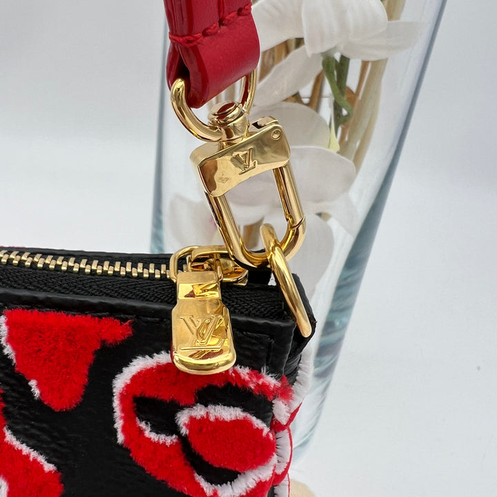 LOUIS VUITTON X UF TUFTED MONOGRAM POCHETTE ACCESSOIRES BLACK RED