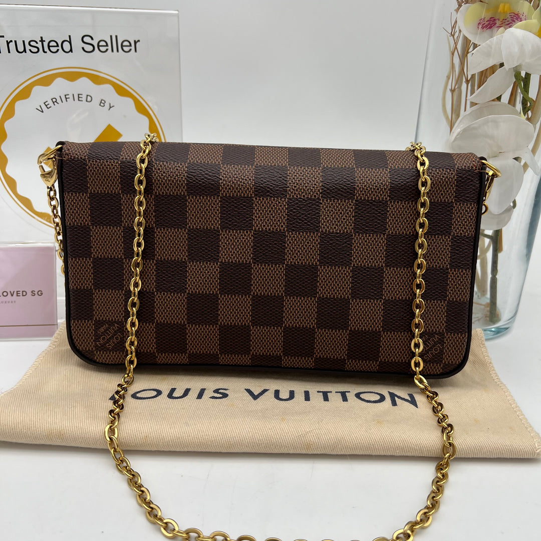 LOUIS VUITTON FELICIE DAMIER EBENE ( microchipped )