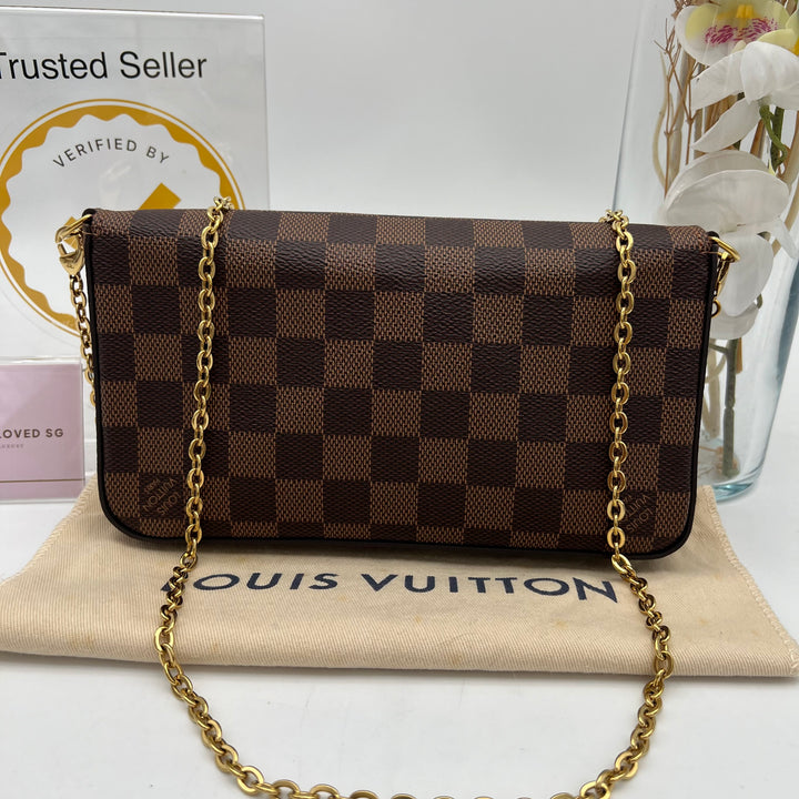 LOUIS VUITTON FELICIE DAMIER EBENE ( microchipped )