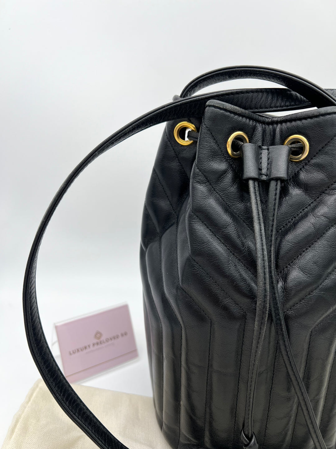 YVES SAINT QUILTED BUCKET SHOULDER BAG