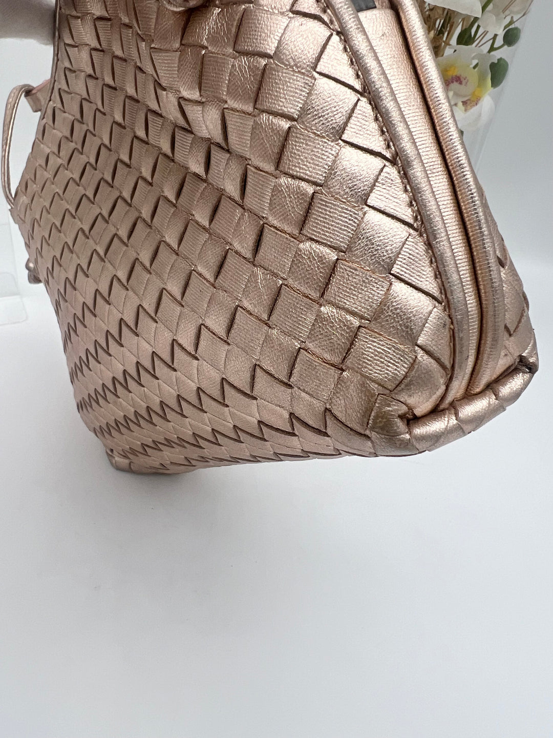 BOTTEGA PINK METTALIC LEATHER CROSSBODY