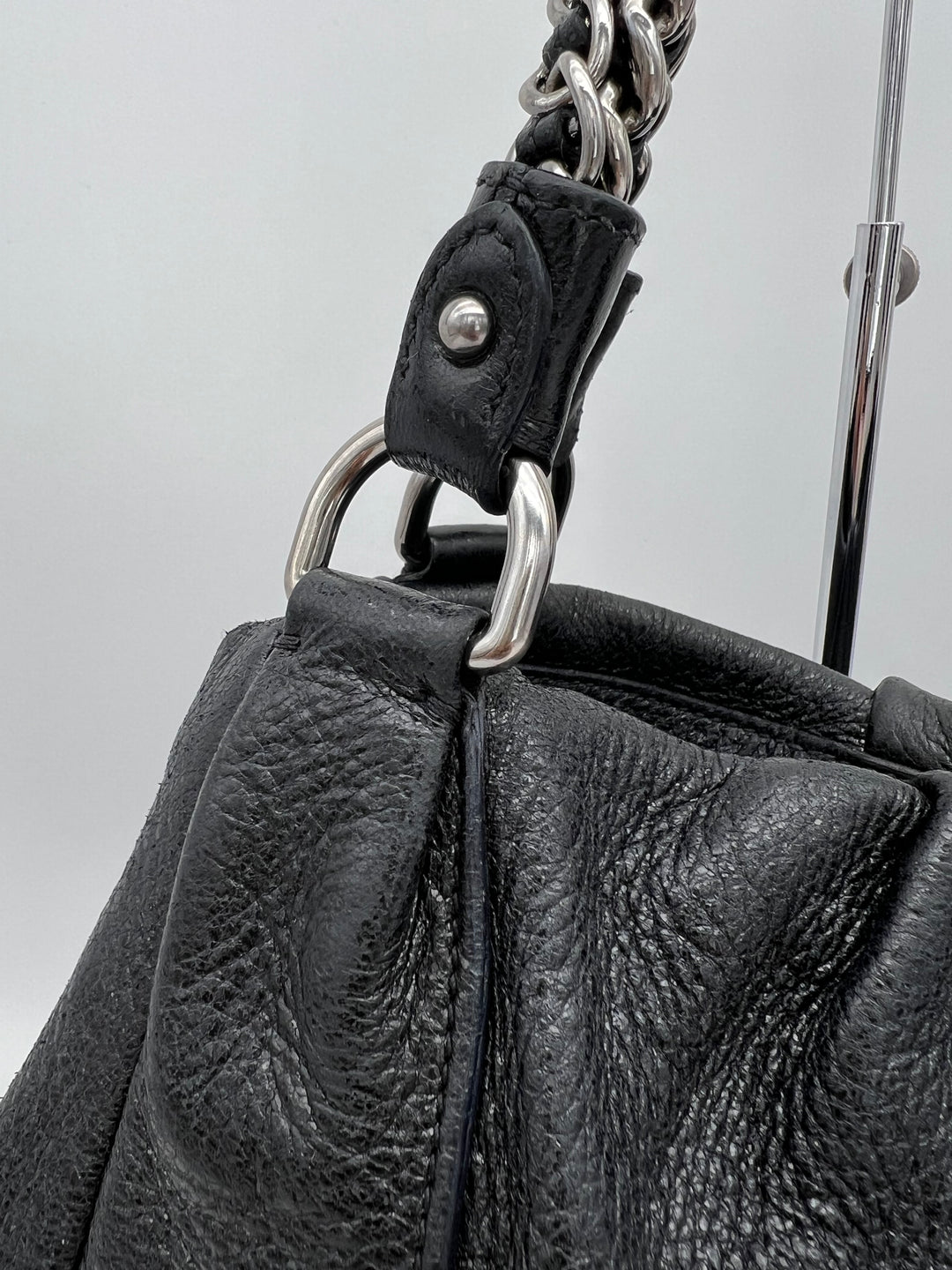 PRADA METALLIC CALF LEATHER CHAIN SHOULDER BAG