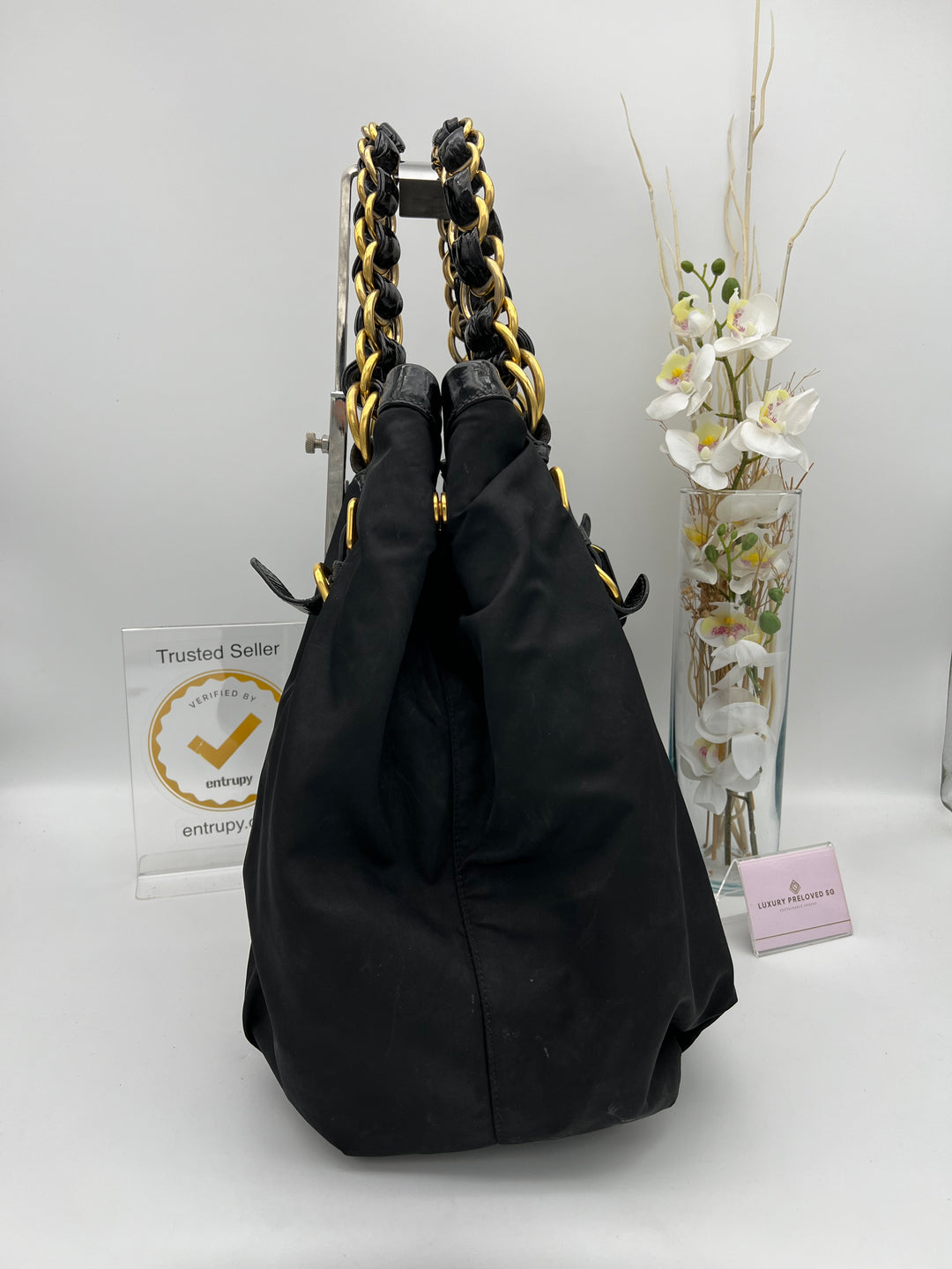 PRADA NYLON 2 WAY CHAIN TOTE