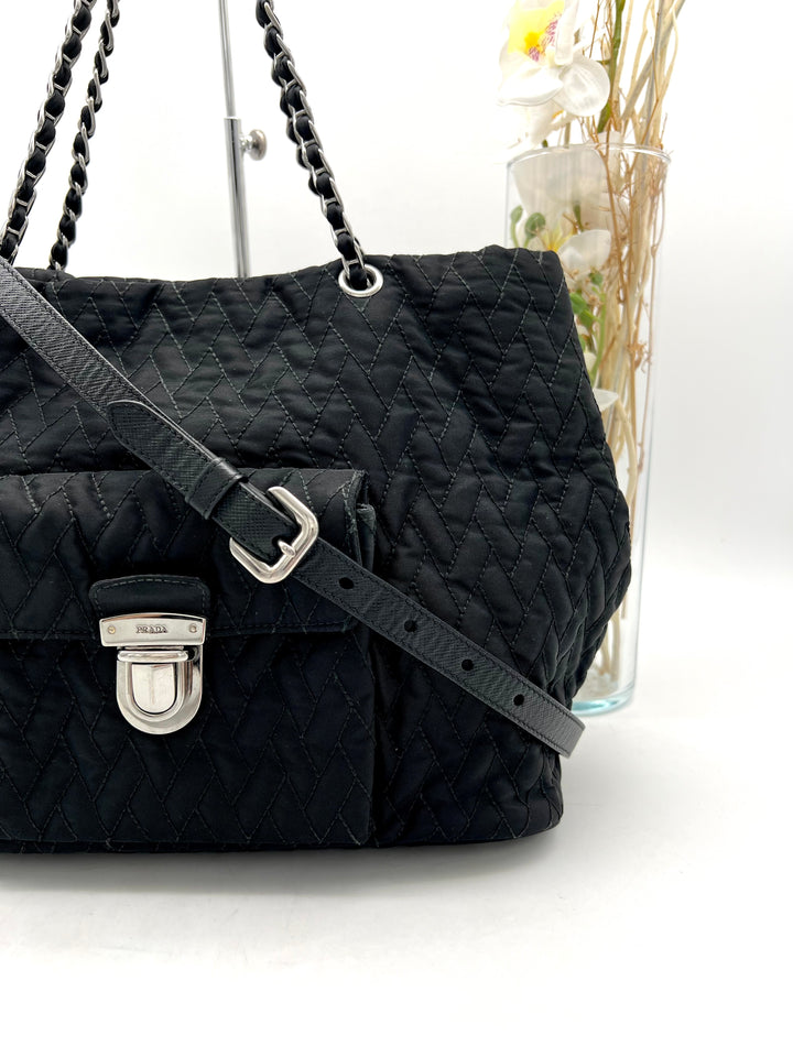 PRADA NYLON QUILTED CHAIN 2 WAY BAG