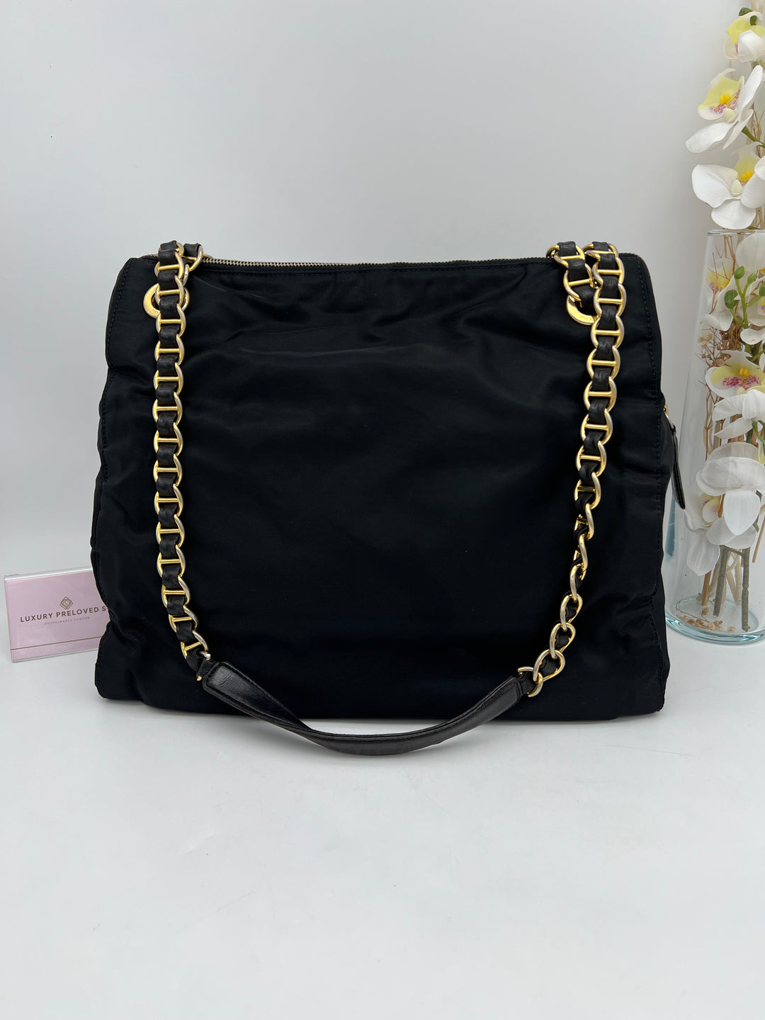 PRADA NYLON QUILTED CHAIN