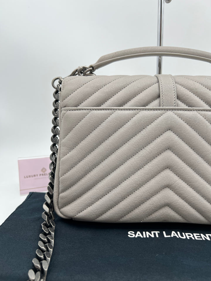YVES SAINT LAURENT COLLEGE CHEVRON QUILTED BAG SHW MEDIUM