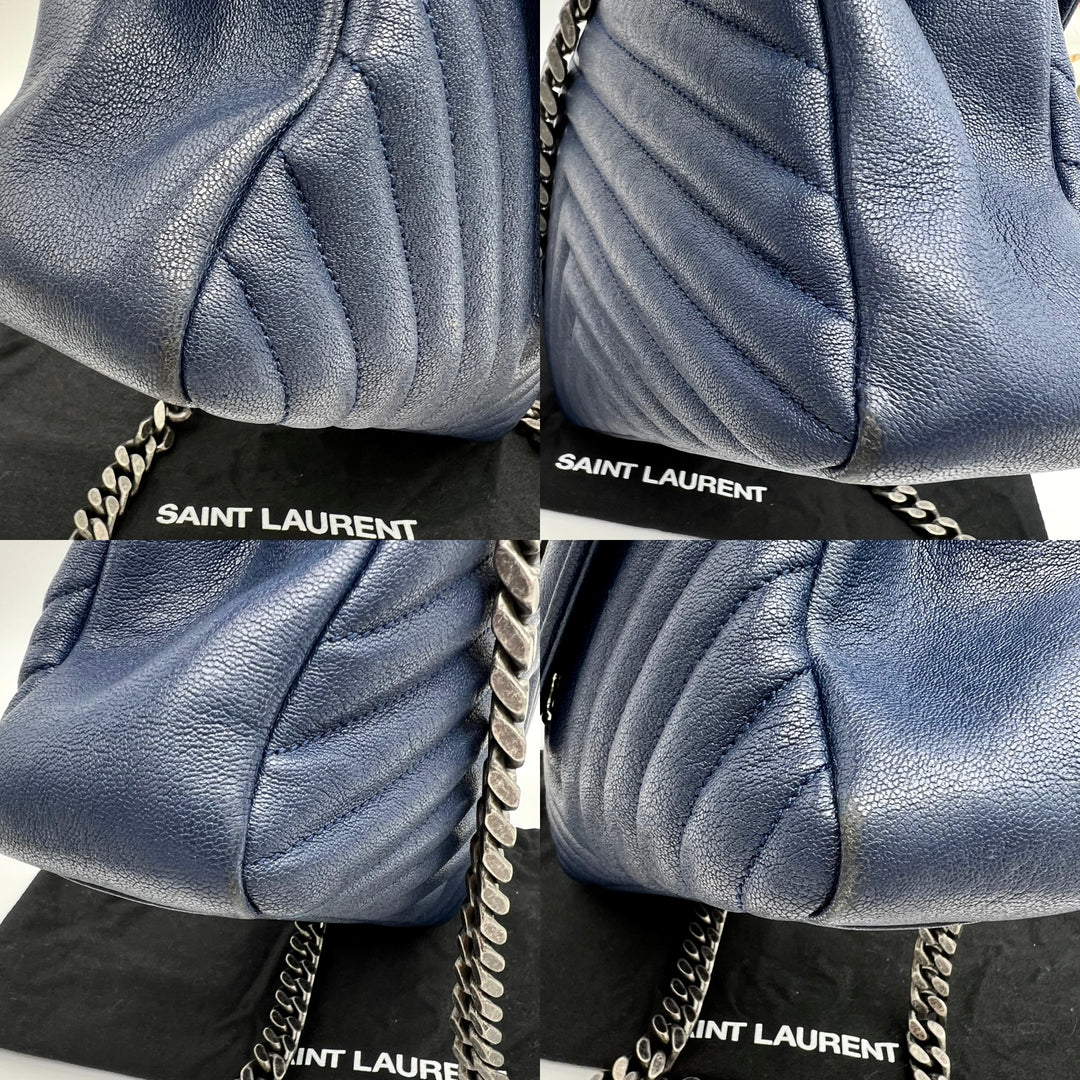 YVES SAINT LAURENT COLLEGE CHEVRON QUILTED BAG GHW MEDIUM