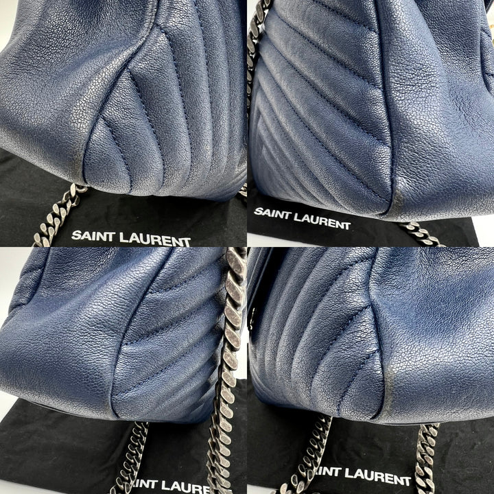 YVES SAINT LAURENT COLLEGE CHEVRON QUILTED BAG GHW MEDIUM