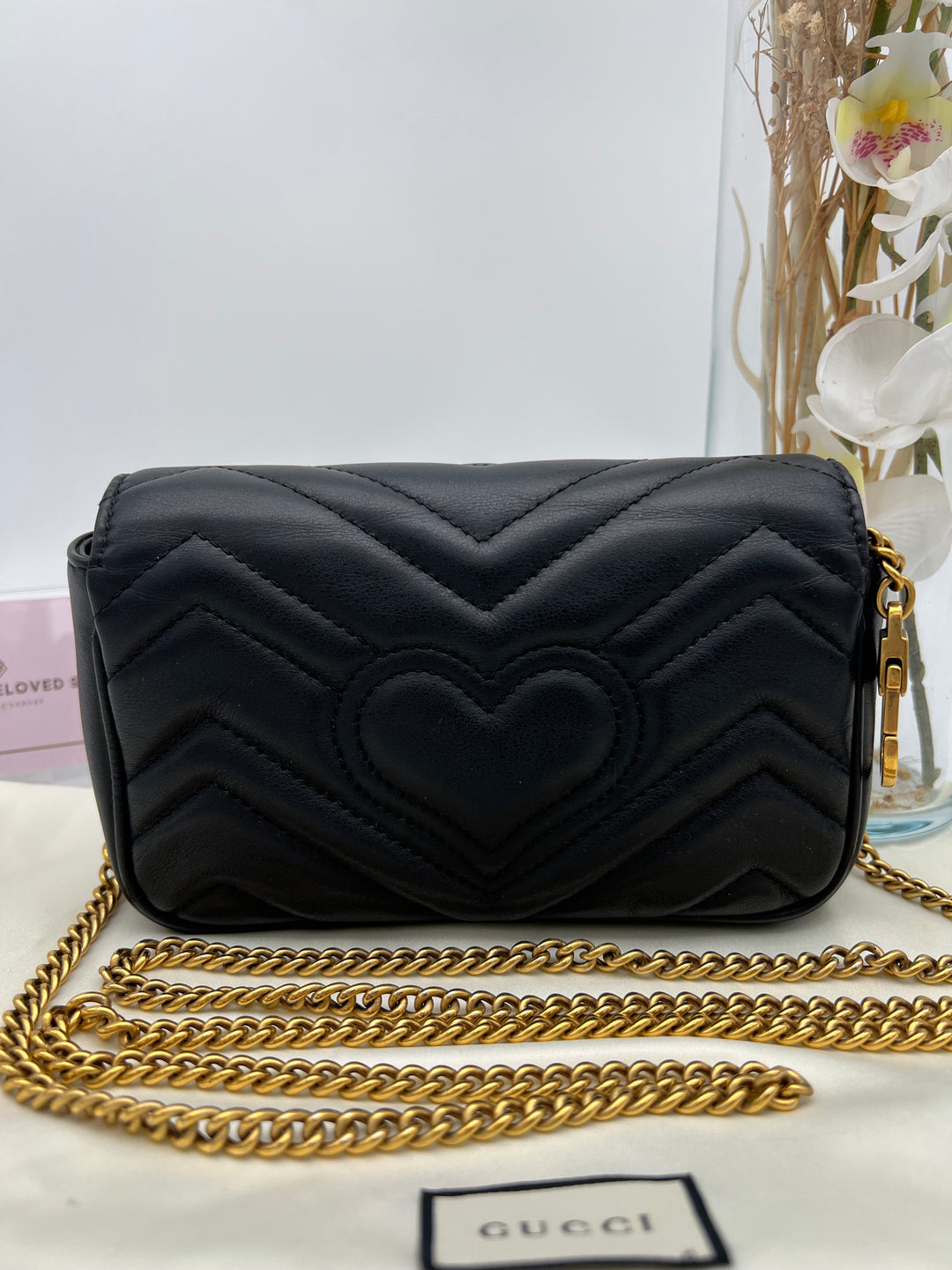 GUCCI GG MARMONT SUPER MINI METALASSE BLACK