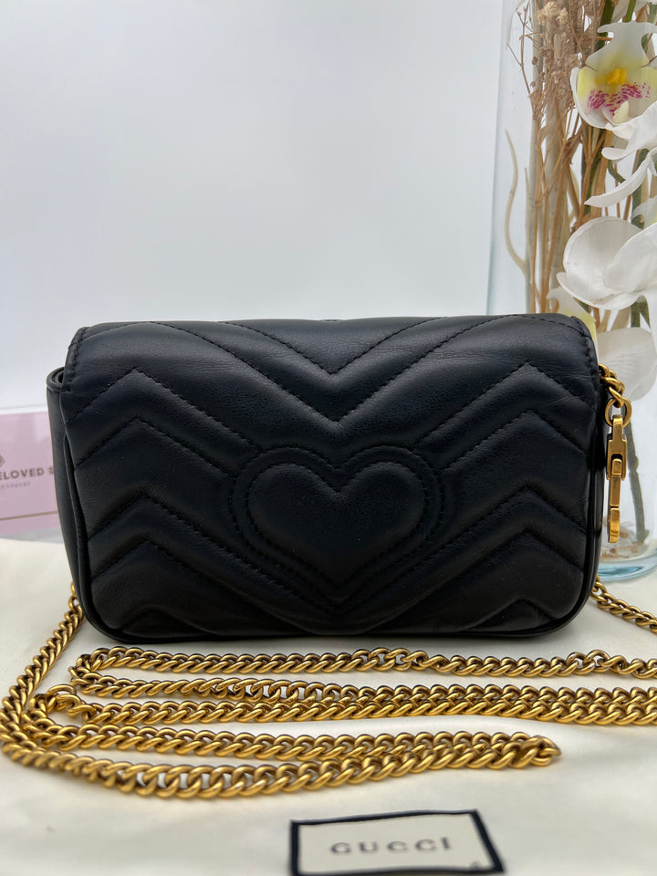 GUCCI GG MARMONT SUPER MINI METALASSE BLACK