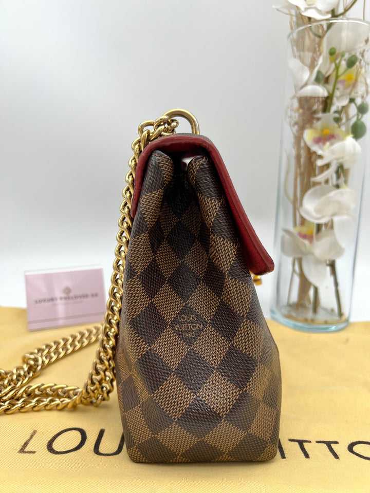 LOUIS VUITTON DAMIER EBENE CAISSA CLUTCH CHERRY