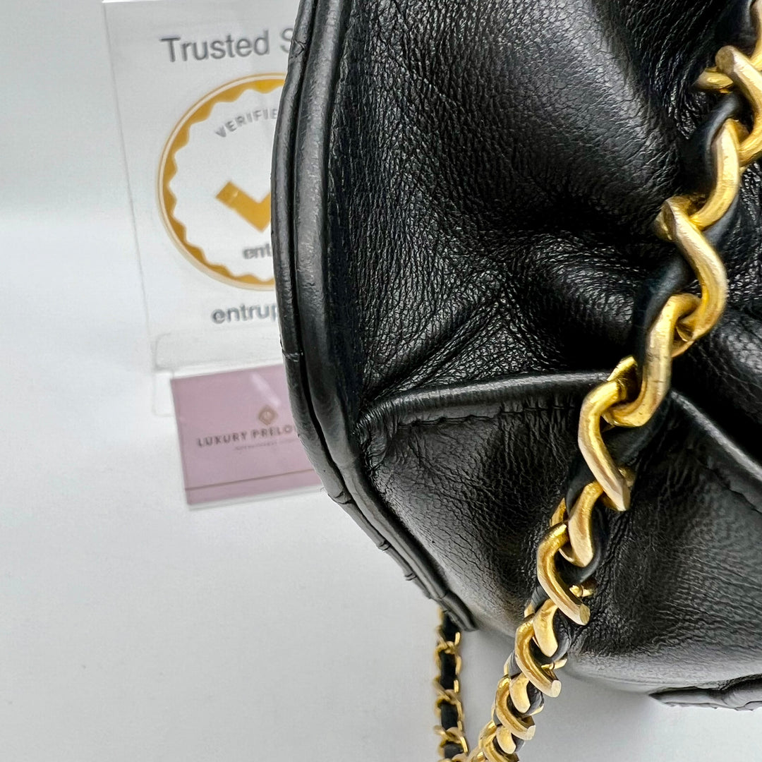 CHANEL BLACK MATALESSE PUSH LOCK CHAIN SHOULDER BAG