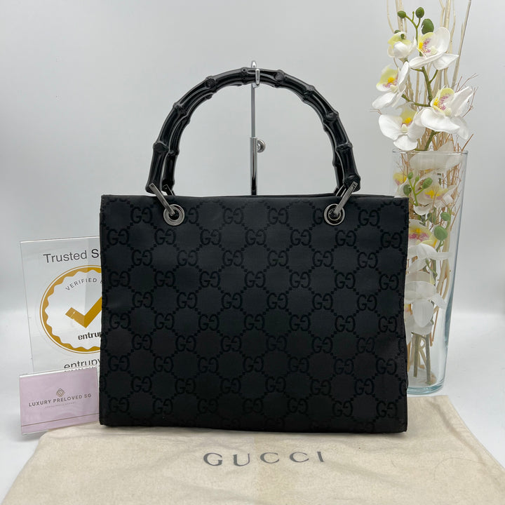 GUCCI BAMBOO CANVAS TOTE