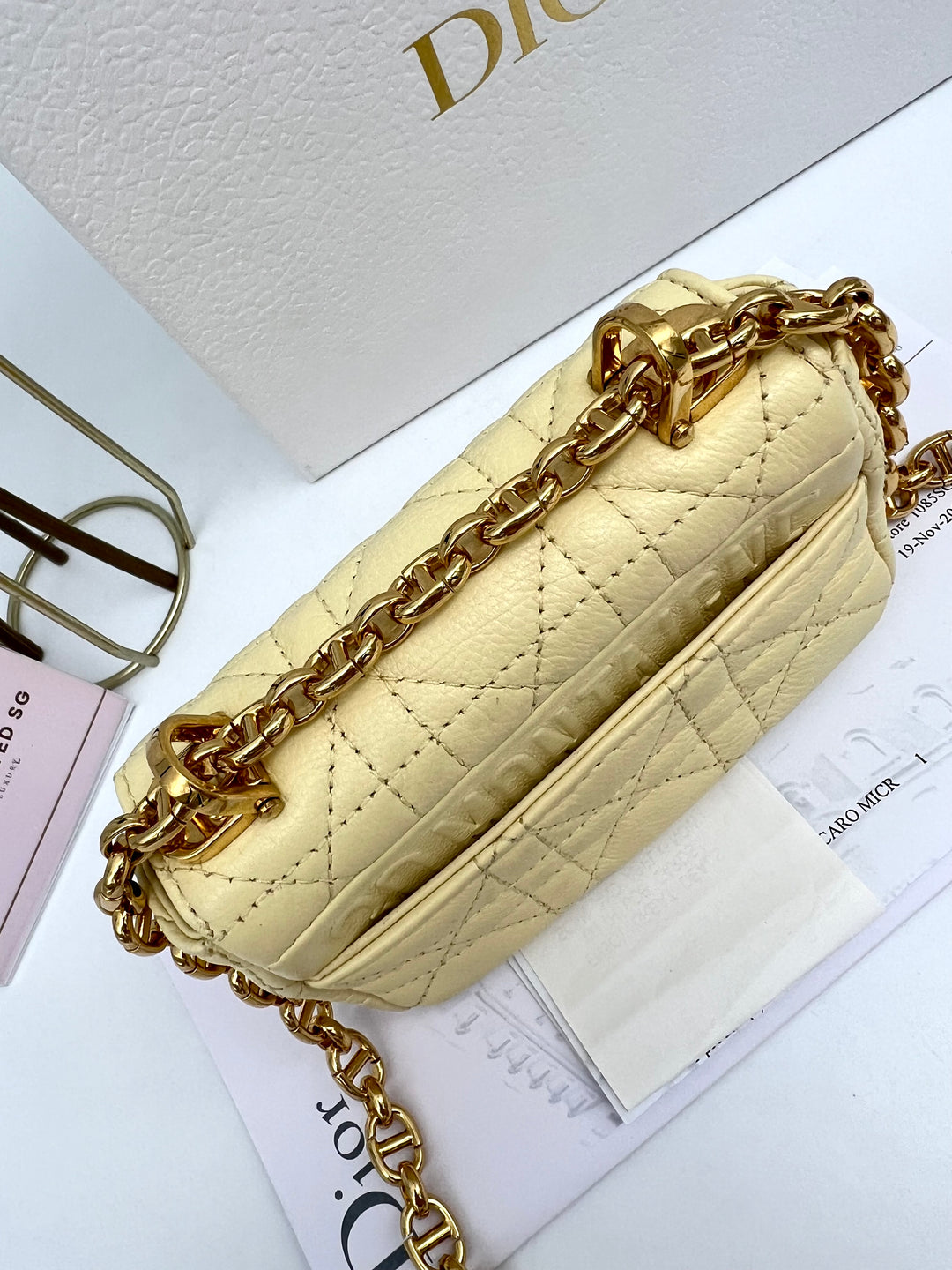 CHRISTIAN DIOR QUILTED CARO MICRO CANNAGE CALFSKIN