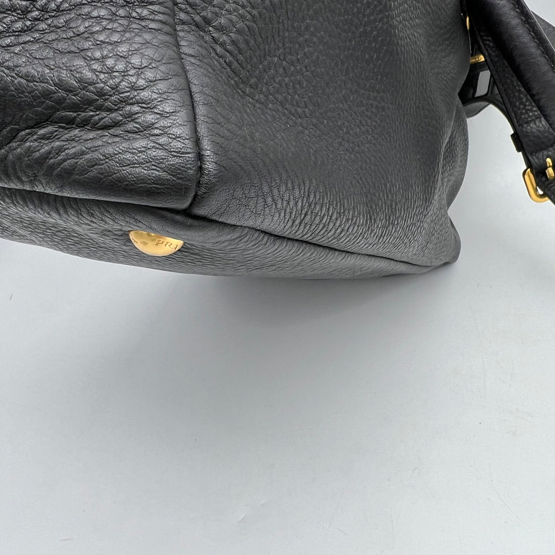 PRADA BLACK LEATHER DAINO 2 WAY BAG