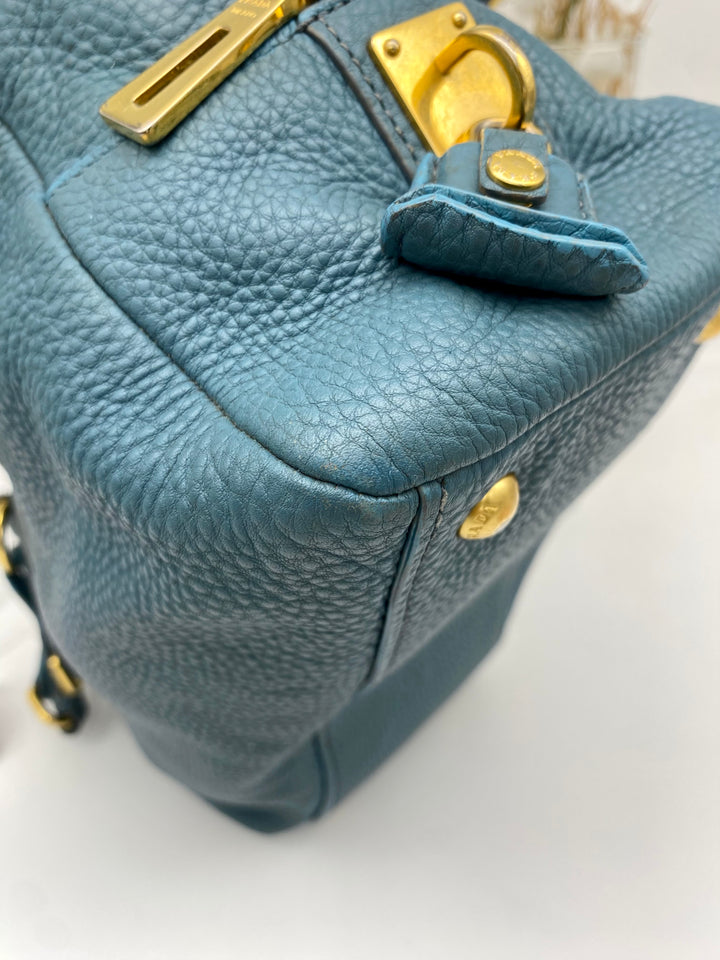 PRADA BLUE LEATHER DAINO BOSTON BAG