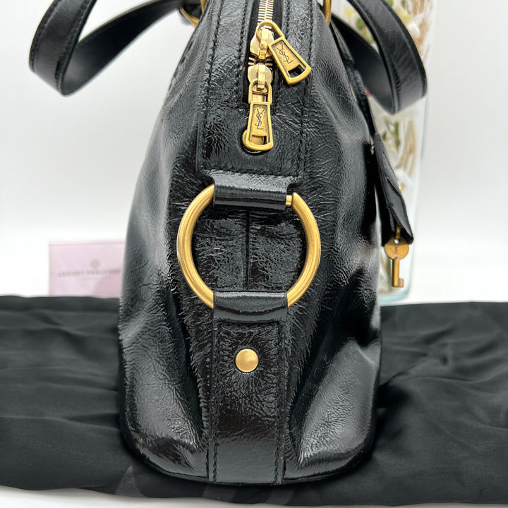 YVES SAINT LAURENT MUSE PATENT LEATHER HAND BAG