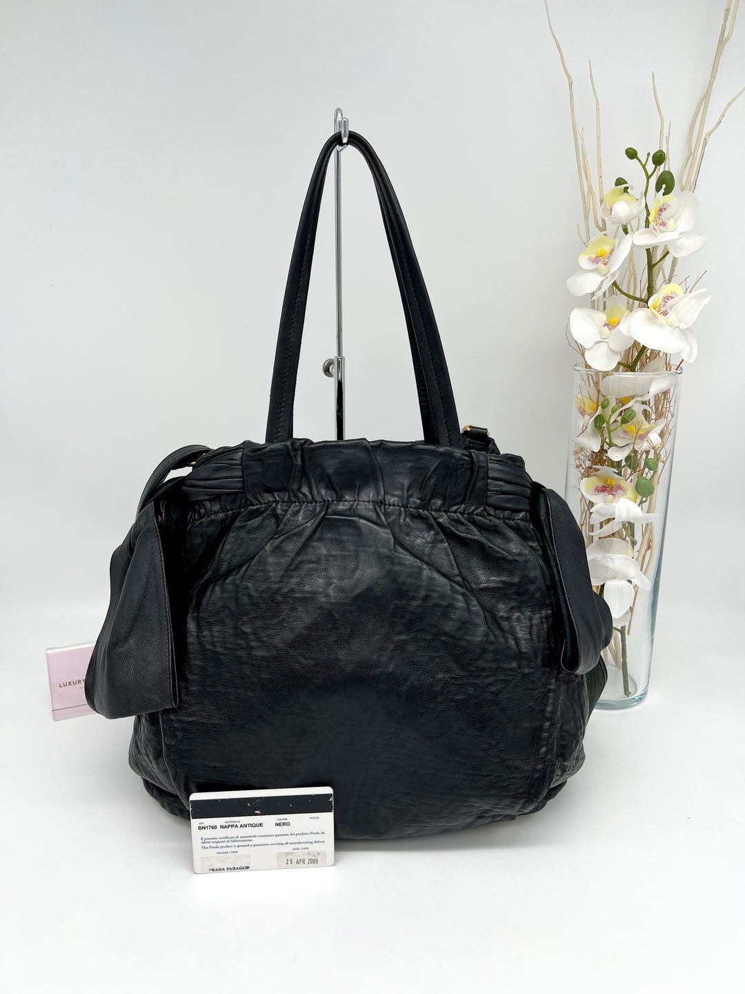 PRADA RIBBON LEATHER SHOULDER BAG